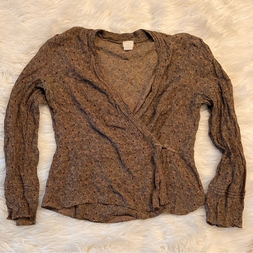 J. Jill Brown Fitted Wrap Blouse